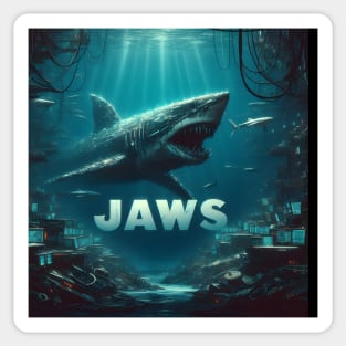 Unleash Oceanic Dread: Dive into Shark-Inspired Thrills with our Jaws-Inspired Collection! Sticker